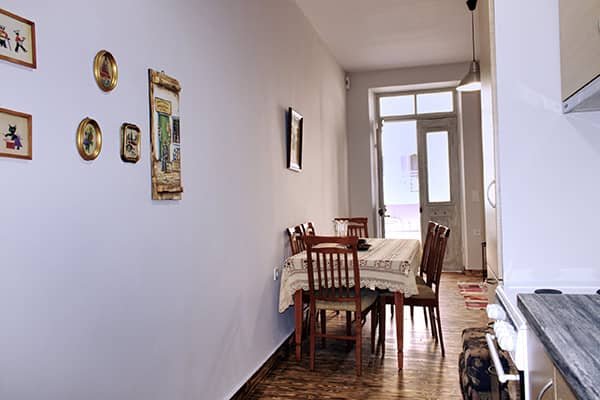 Bright and cozy living room of Flora’s Memories Apartment in central Kavala.