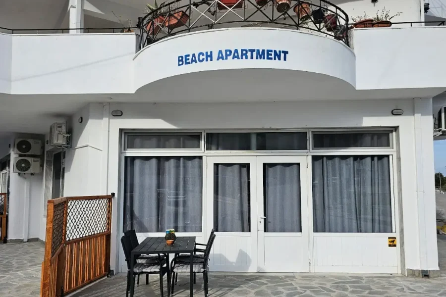 Beach Apartment A – Two-bedroom apartment with private beach access and sea view.