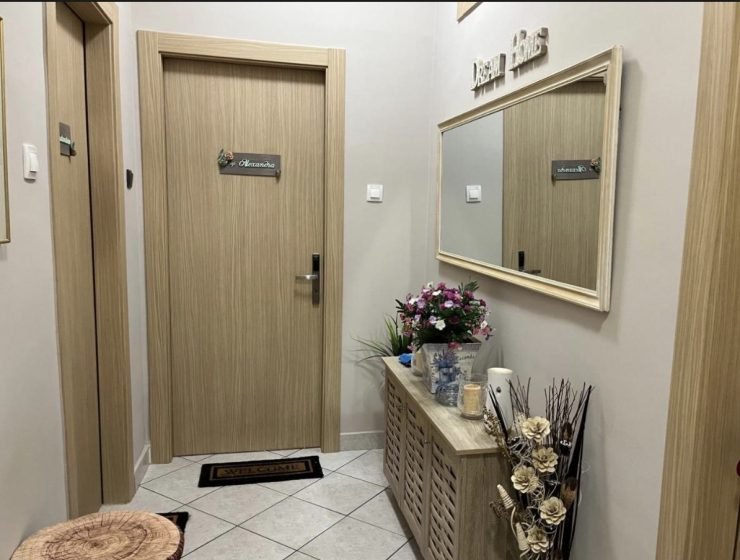 Secure entrance with hotel-style key card access.